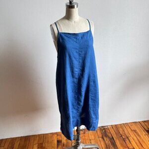 EVERLANE Royal Blue Linen Apron Knee-Length Dress